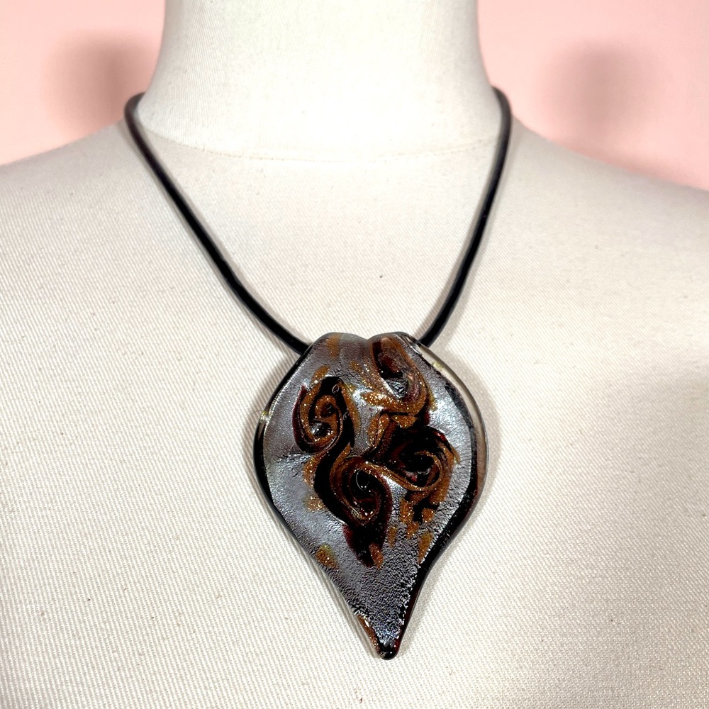 Vintage Y2K Glass Fall Autumn Halloween Abstract Whisigoth Oversized Necklace